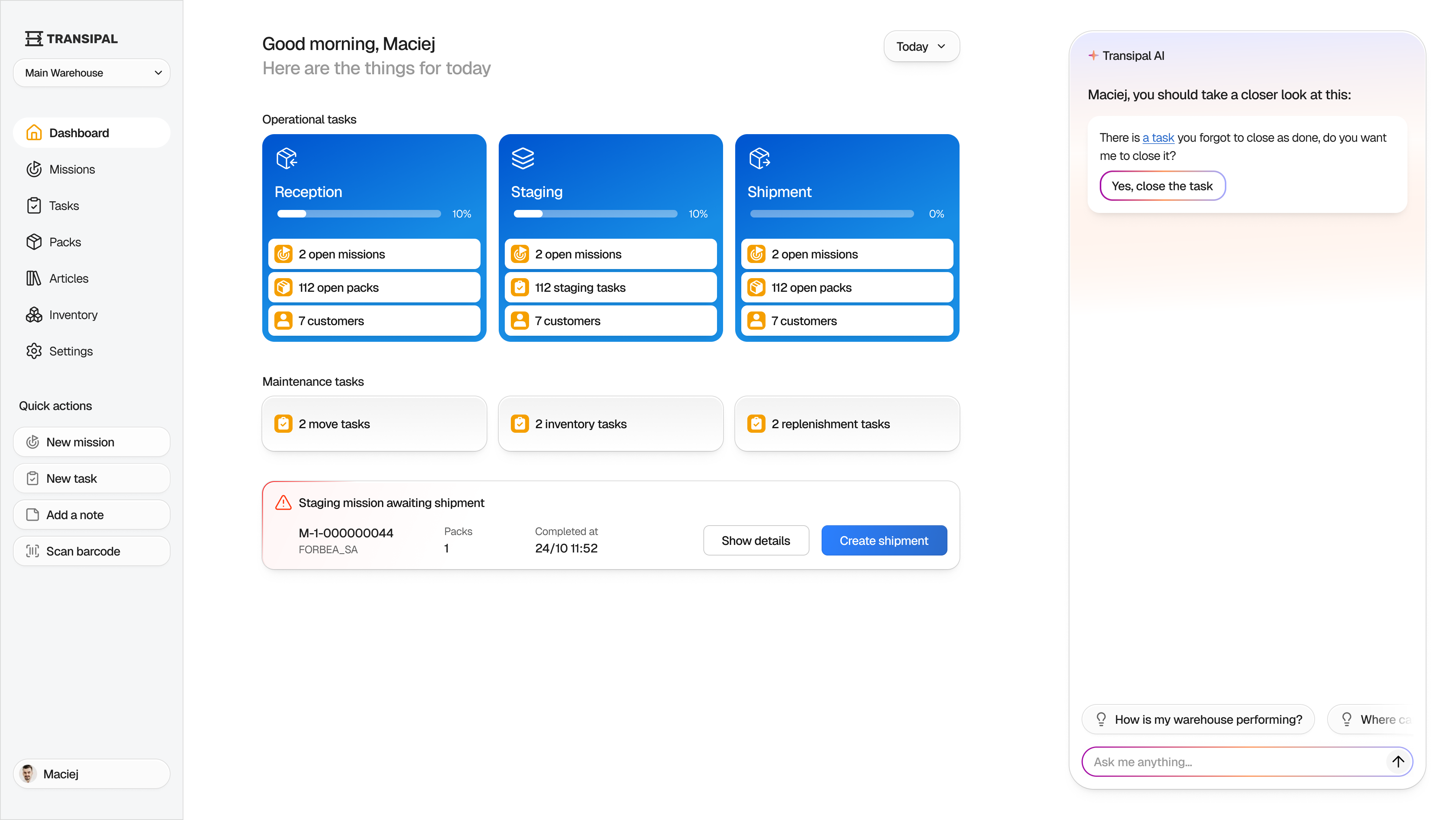 Transipal home page