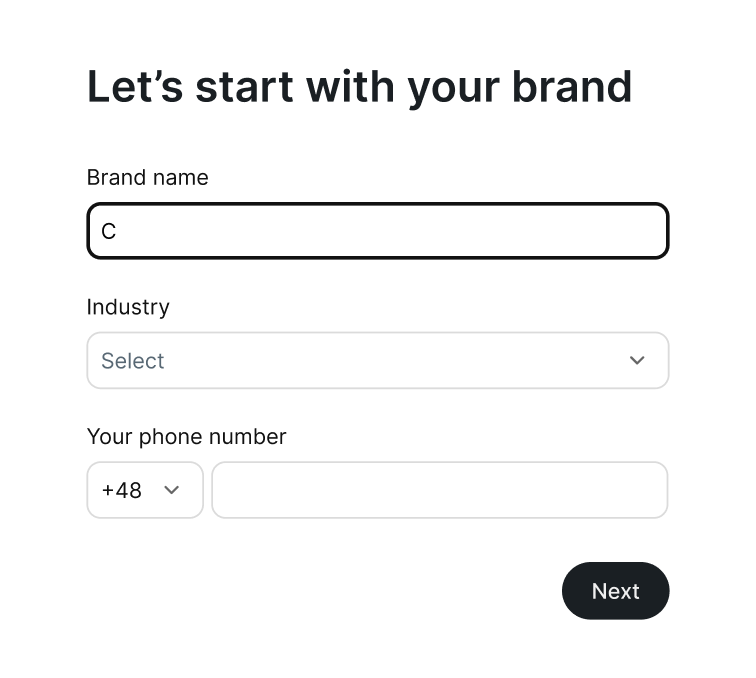 Setmore onboarding step one: brand setup
