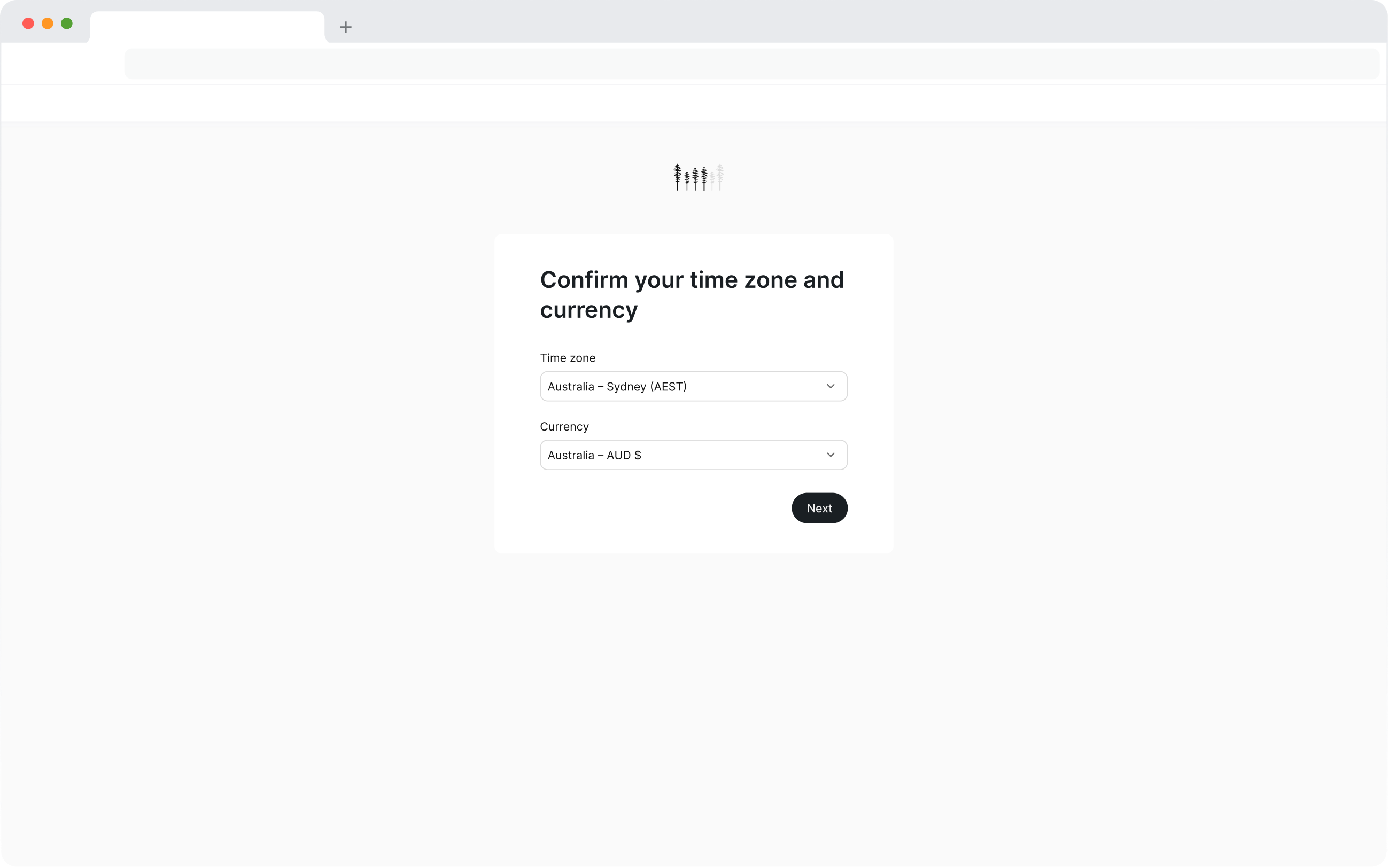 Setmore onboarding step two: time zone and currency